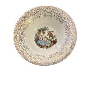 American Limoges Triumph China D'or 22K Gold Serving Bowl Vintage 9” diameter